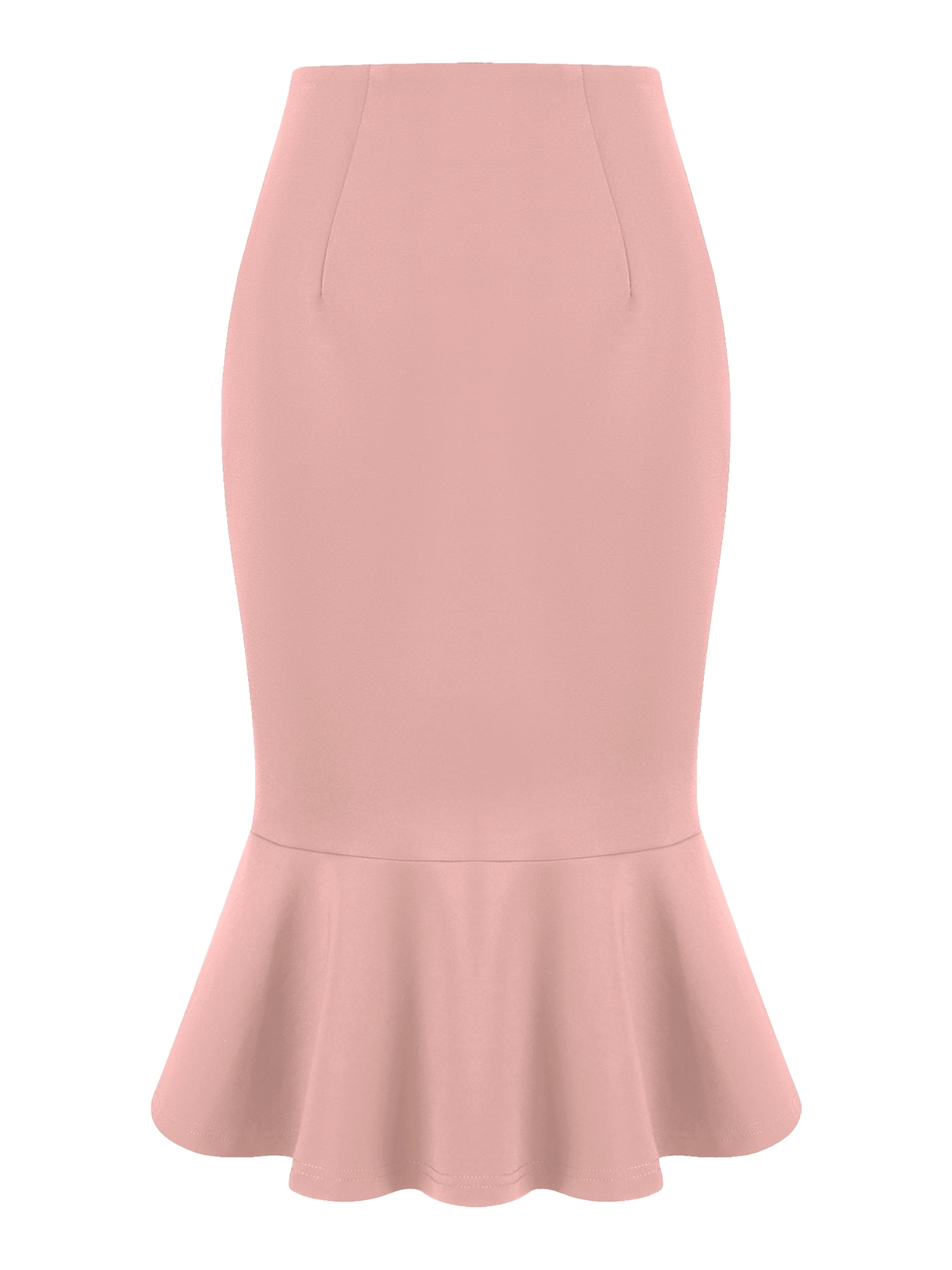 DARING DIVA Women's Bodycon Mermaid Skirt High Waist Fishtail Pencil Skirts M Pink