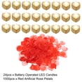 thumbnail image 3 of Unique Bargains Bougies LED en Forme de Cœur Sans Flamme, Lumière Blanche Chaude avec Pétales de Rose Rouges Artificiels, Lot de 24, 3 of 7