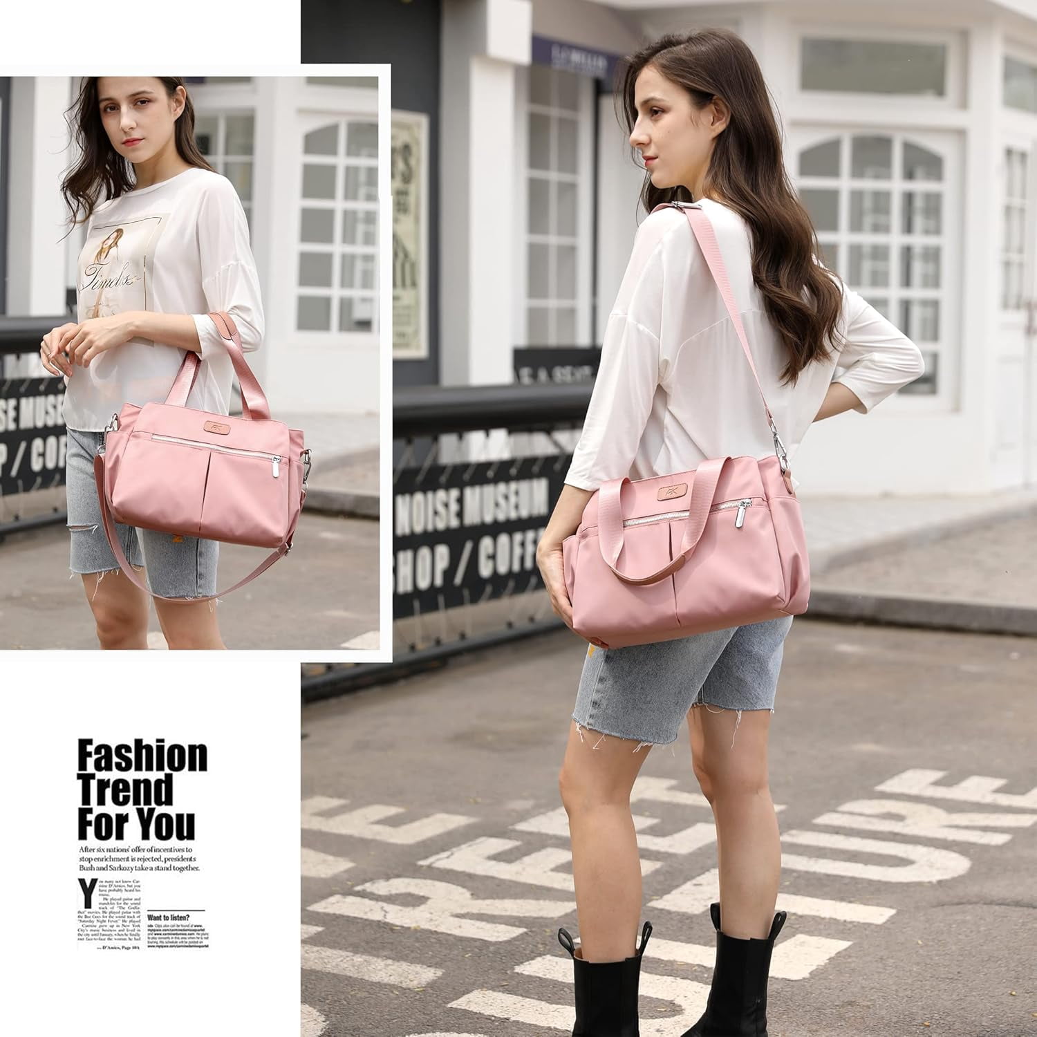 Hobo Handbags Light Nylon Crossbody Bag for Women, Multi Compartment Tote Purse Bags