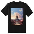 thumbnail image 2 of Plus Size Shirt for Women Black Tops for Women Short Sleeves Shirt for Women Eiffel Tower With Flowers T Shirt Crewneck Shirt for Women XS, 2 of 5