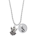 thumbnail image 1 of Delight Jewelry Silvertone Angel Silvertone Script Initial Disc - S - Charm Necklace, 20"+3", 1 of 4