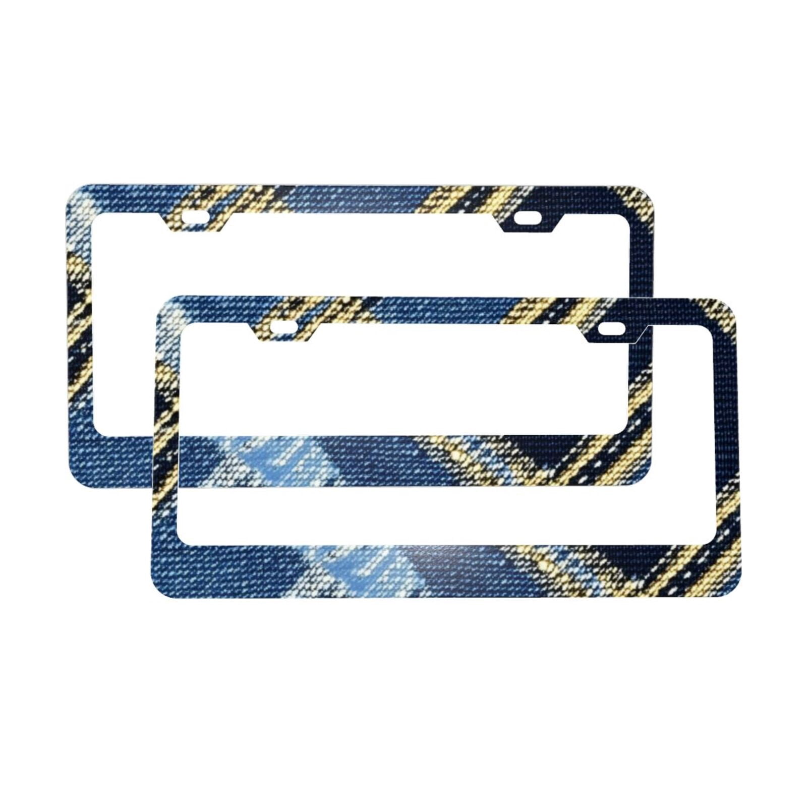 License Plate Frame With Screw Caps 2 Pack Car Plate Frame Front And Rear Rust-Proof Universal Car Tag Holder Argyle Plaid Cornflowerblue_1
