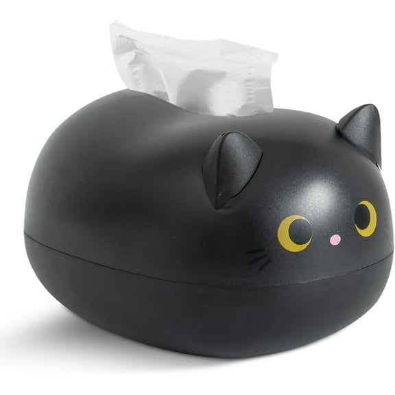 Cat Paper Towels Holder, Cartoon Cat Tissue Box, Toilet Paper Holder, Cat Tissue Napkin Box - for Kitchen & Bathroom & Bedroom & Living Room (Black)