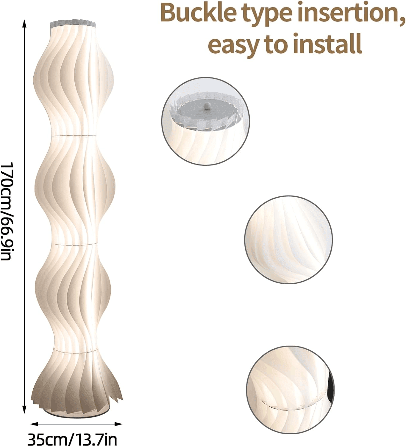 LUVODI 67" Tall LED Dimmable Column Floor Lamp Decorative Standing Lamps with Hula Skirt Design Shade