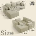 thumbnail image 2 of Modern Modular L-Shape Couch with Chaise, Deep Seat Boneless Sofa Bed, No Assembly Required Sleeper Sofa, Plush Corduroy Fabric, Beige, 2 of 9