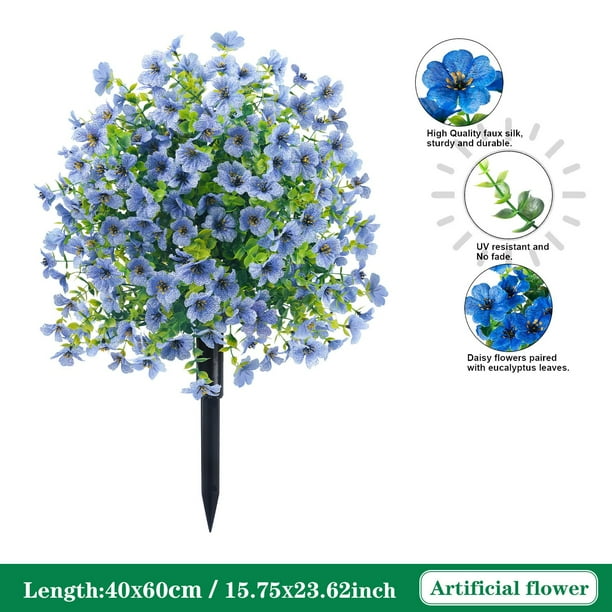 Decoraciones para exteriores, con estacas de tierra, estacas de jardín, arbustos artificiales, accesorios de jardín de 22 pulgadas para exteriores, jardín, porche, patio, decoración de bodas, fiestas,
