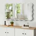 thumbnail image 2 of Dasun Solid Wood Wavy Rectangle Mirror-White 40" x 28" Modern Mirror Wall Decor for Bathroom, Bedroom, Living Room, Dining Room, Cloakroom, Entryway, 2 of 5
