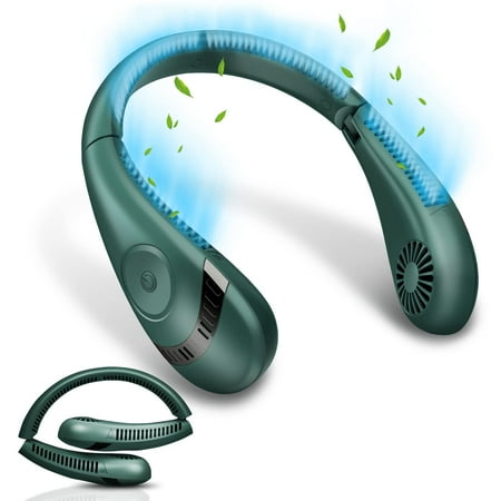 

Portable Neck Fan Hands Free Bladeless Fan 5000mAh Wearable Personal Fan Leafless Rechargeable Headphone Design USB Powered Desk Fan 3 Speeds - Green