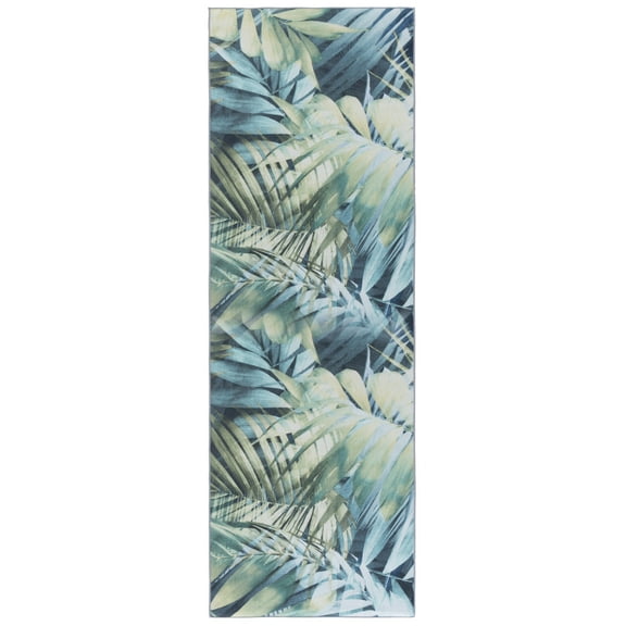 SAFAVIEH Tacoma Candelario Floral Machine Washable Runner Rug, Green, 2'6" x 8'