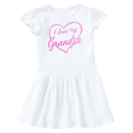 

Inktastic I Love My Grandpa in Pink Chalk Heart Gift Toddler Girl Dress