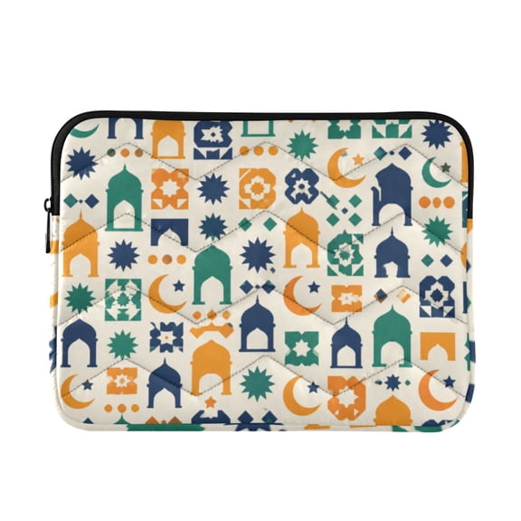 Moroccan-tile Printed Laptop Sleeve 13-14 Inch Computer Bag & Laptop Case for Women Men with Zippe for Work Travel