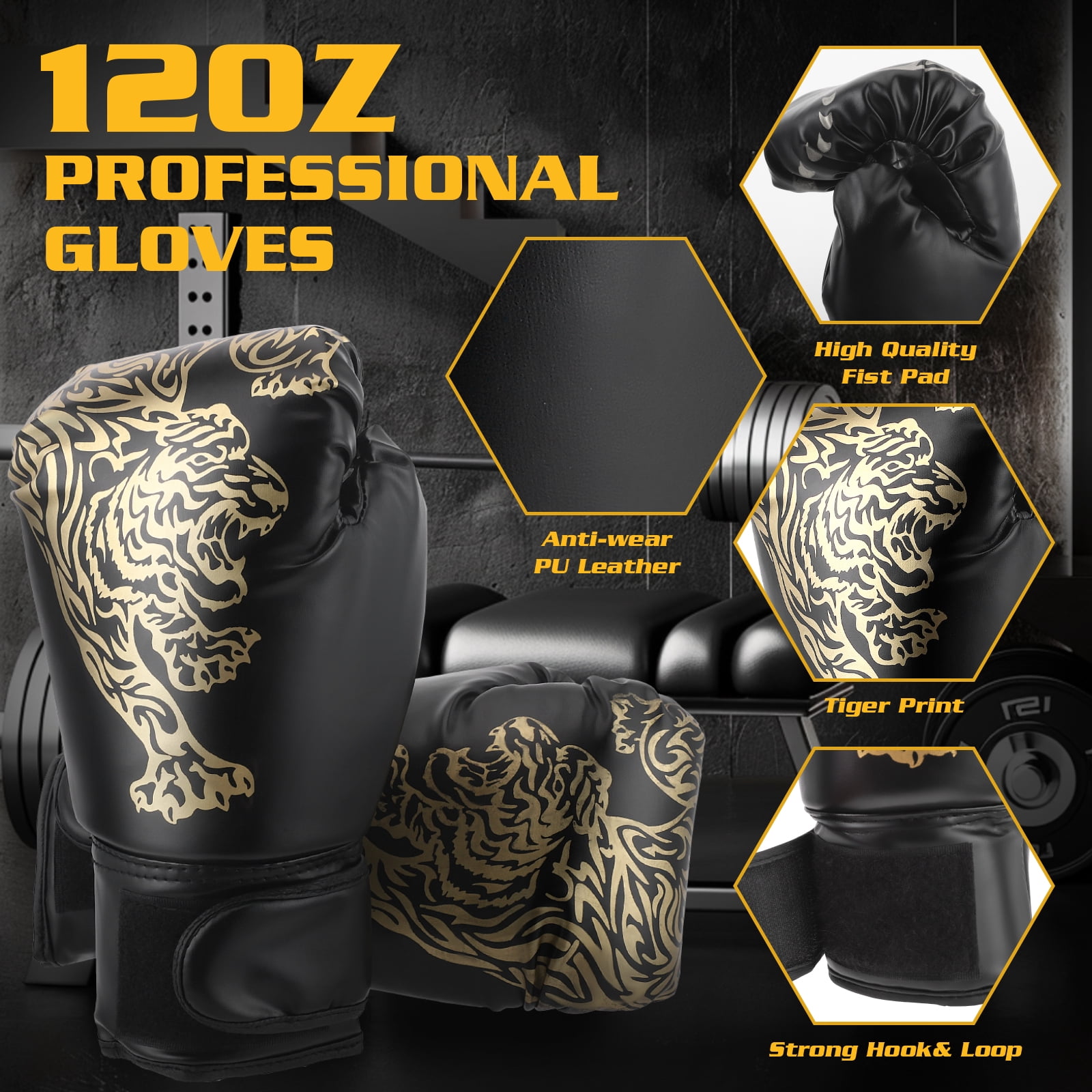 AMTPM Punching Bag for Adults, 4ft PU Leather Heavy Boxing Bag Set with 12oz Boxing Gloves, MMA Karate Kickboxing Boxing Home Gym Martial Art - Unfilled