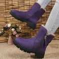 thumbnail image 7 of YLYL Women's Suede Winter Snow Boots Warm Fur Lined Side Zipper Lug Sole Chunky Heel No Slip Ankle Boots, 7 of 7