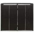 thumbnail image 3 of vidaXL Black Poly Rattan Double Wheelie Bin Shed 55.1"x31.5"x46.1" for Outdoor, 3 of 7