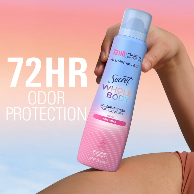 Secret Whole Body Deodorant Spray, Rosewater, 3.5 oz photo 4