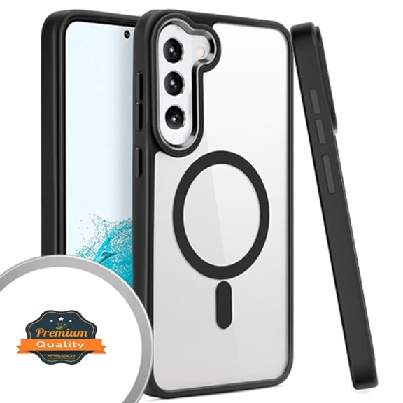 Xpression Cover for Samsung Galaxy S23  Plus Magnetic Case with Built in Magnets Compatible with MagSafe, Clear Hybrid Frame Bumper Phone Case - Clear / Black