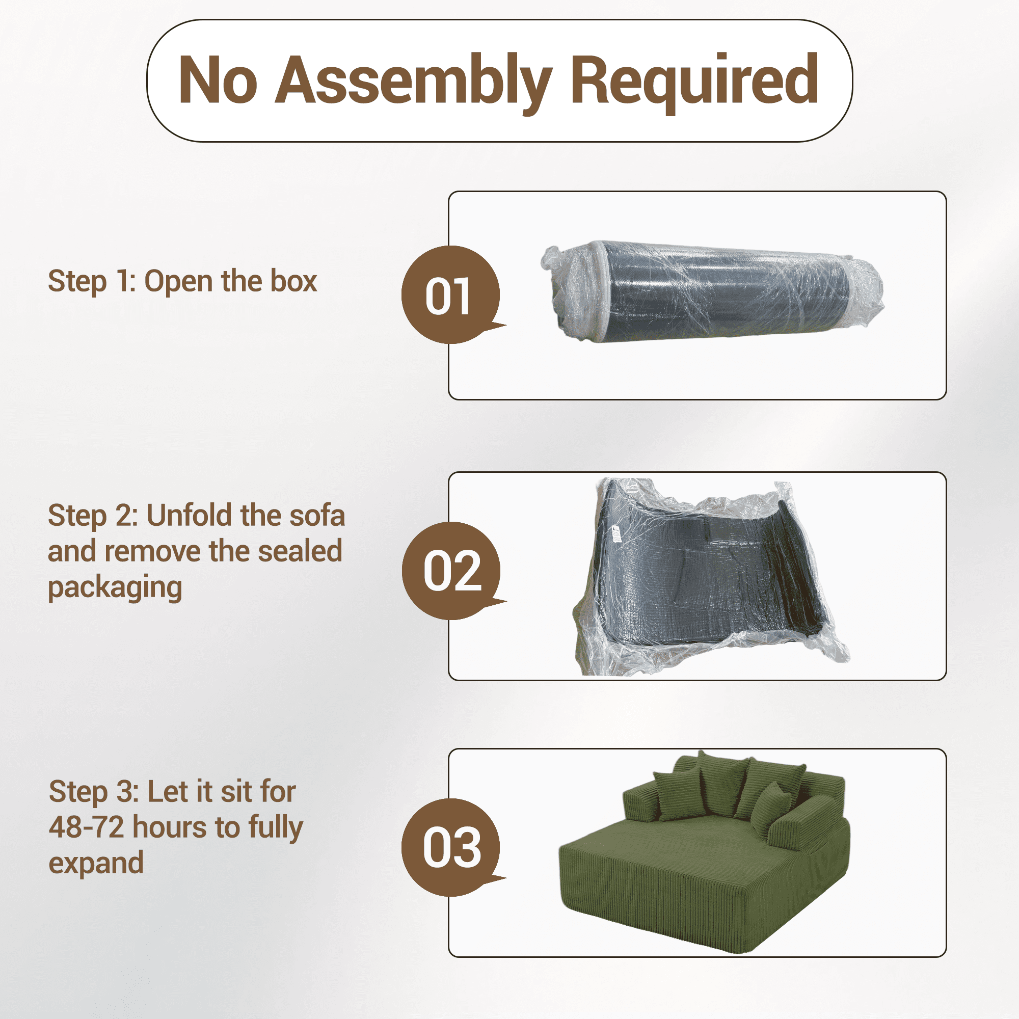 WENTUM 58" Chaise Lounge Chair Indoor, Oversized Corduroy Boneless Sleeper Sofa Bed with Armrests & 4 Pillows, No Assembly for Living Room, Green