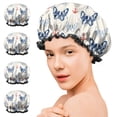 thumbnail image 7 of Shower Caps,Anchor and Bulldog Dog Waterproof Shower Cap for Women 4 Pieces,Double Reusable Hair Cover for Shower PEVA Elastic Stretch Hem, 7 of 7