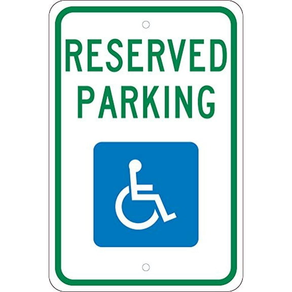 NMC TM97J Reserved Parking Ada Sign - 12 in. x 18 in, Heavy Duty Reflective Aluminum Handicapped Parking Sign with Graphic