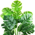 thumbnail image 2 of ZOELNIC 1PACK Artificial Plants Indoor Fake Turtle Tree 22" Tall Green Leaves Faux Tropical Jungle Monstera for Home House Outdoor Office Garden Decoration (Green), 2 of 8