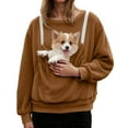 thumbnail image 4 of Glisme Chandail Molletonné pour Femmes, Pochette pour Chat, Manches Longues, Support pour Chaton Chiot, Grande Pochette avant, Chandail pour Animal de Compagnie, Haut Coupe Régulière, Tenue Quotidienne, Brun, 4 of 6