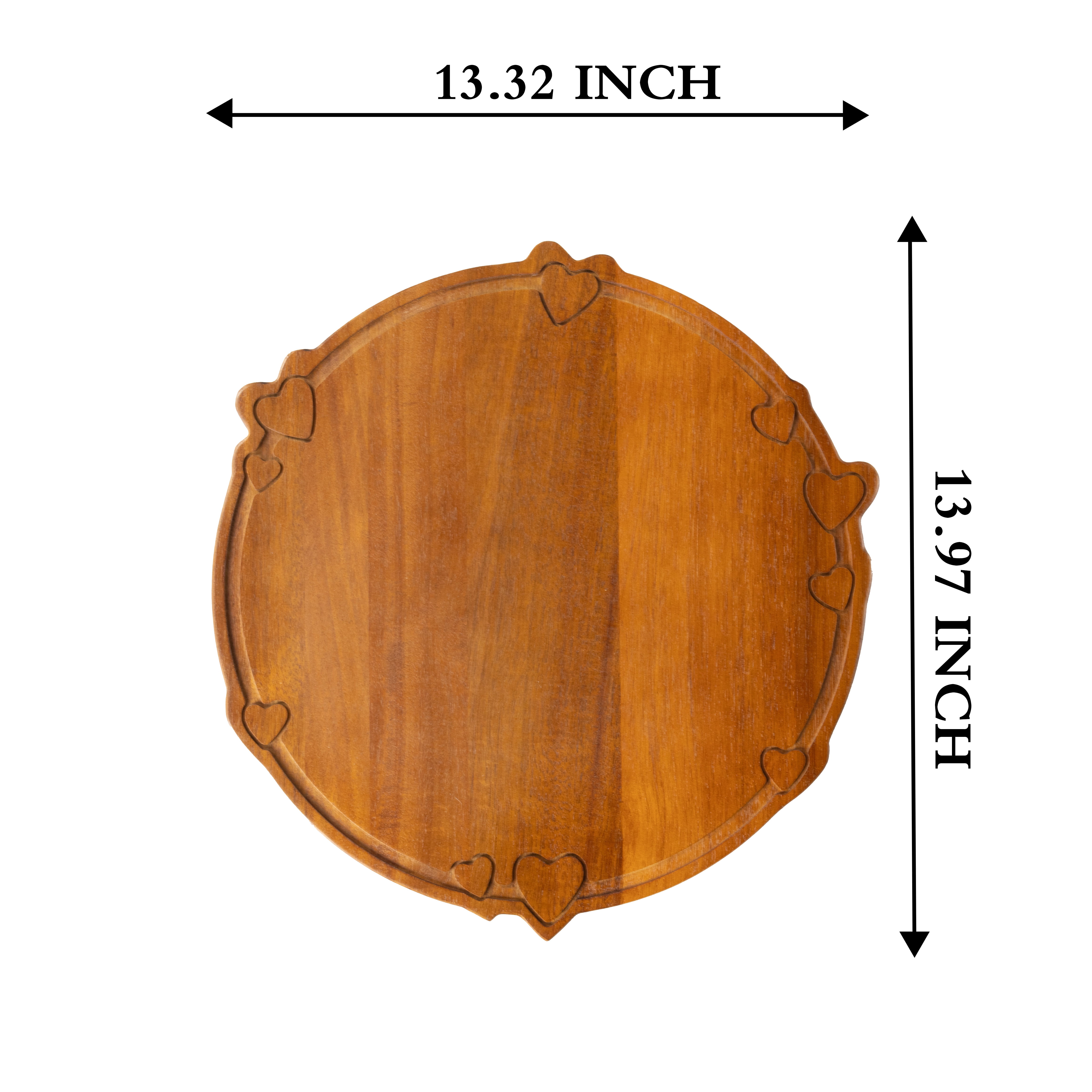Way To Celebrate Acacia Wood Charcuterie Board for Valentine's Day, Brown, 13.32 in x 13.97 in x 0.59 in