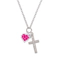 thumbnail image 2 of Delight Jewelry Hot Pink Giraffe Print Heart with Nurse Hat I Have Plans for You Engraved Cross Zoey Necklace, 28", 2 of 4