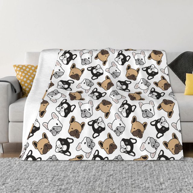 Fotbe French Bulldog3 Manta de Franela con Estampado, Manta Ultrasuave para Cama, Sofá, Auto, Hipoalergénica y Antibolitas-80"x60"