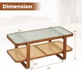 thumbnail image 3 of Gymax Rattan Coffee Table 2-Tier Rectangular Center Table w/Frosted Tempered Glass Top, 3 of 10