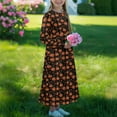 thumbnail image 3 of DISNIMO Thanksgiving Fall Pumpkin Kids Dress Long Sleeve Lightweight Girls Long Sleeve Dresses Size 13--14 Swing Dress for Girls Print Midi Sun Dress with Pockets Kids Girls Frock Long, 3 of 7