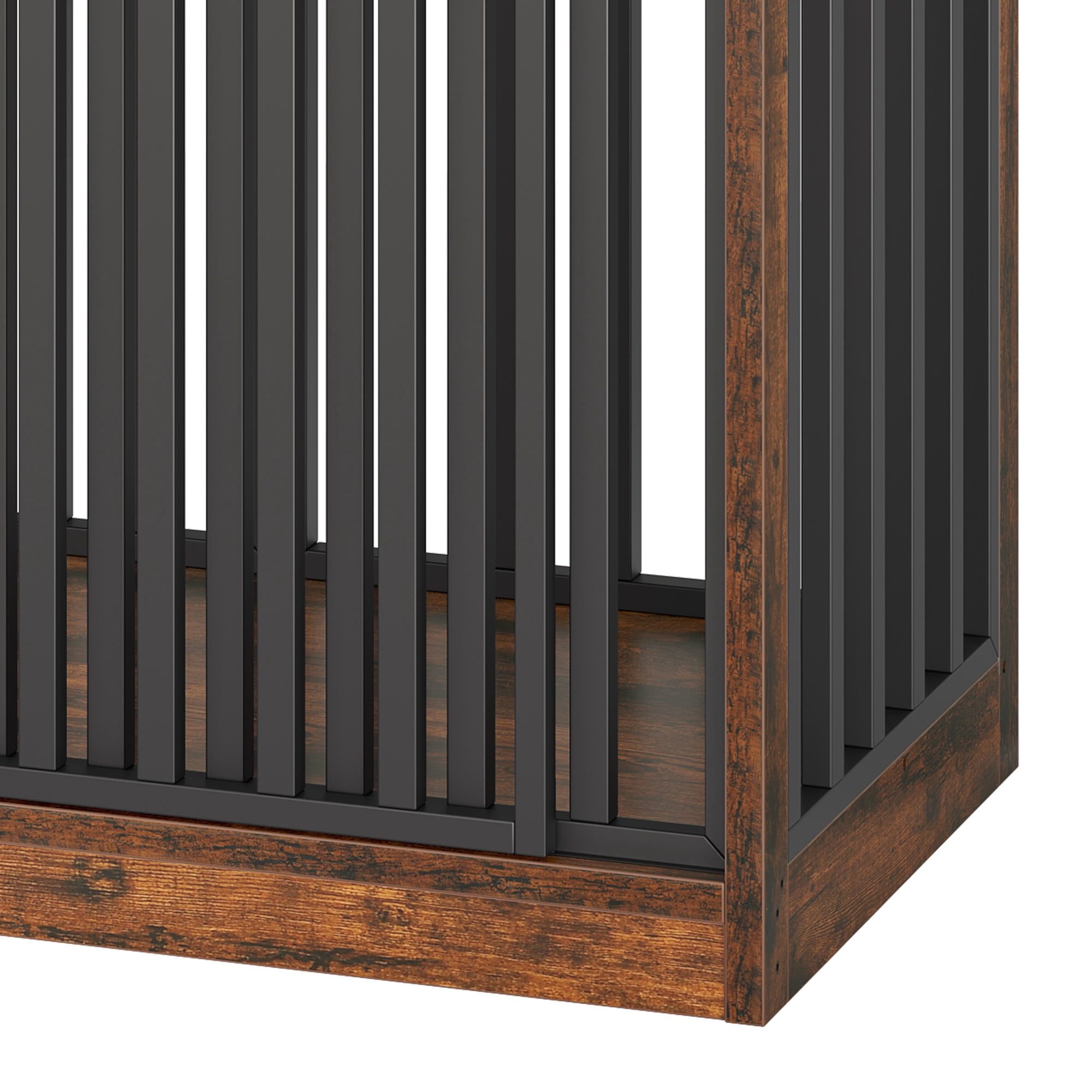 ModFusion 55" Sliding Door Dog Crate Furniture – Heavy-Duty Metal Frame & Vintage Wood Top, Fits Large Dogs up to 110 lbs