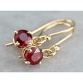 thumbnail image 2 of 2.20Ct Round Lab Created Red Garnet Dangle Engagement Earrings 14k Yellow Gold Plated Sterling Silver, 2 of 4
