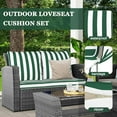 thumbnail image 6 of Outdoor Loveseat Cushion Set, 48 x 24 inch, Water Repellent Patio Furniture Cushions Replacement with Removable Cover(Green White Stripe), 6 of 8