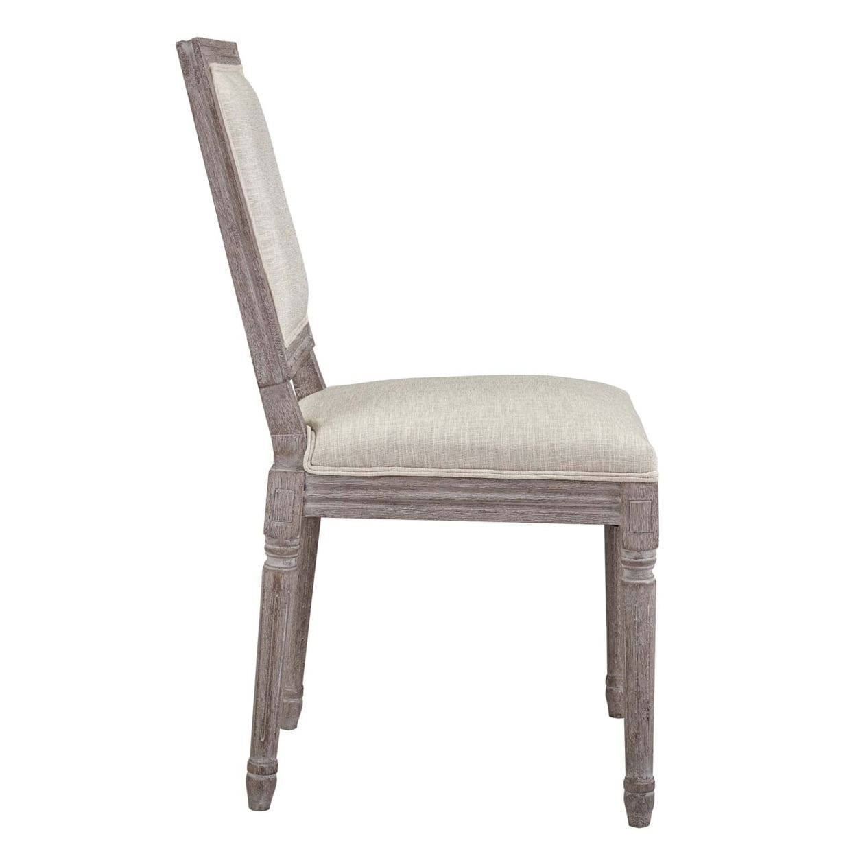 Modway Court 20" Polyester Fabric Dining Side Chair in Beige (Set of 2)