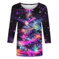 thumbnail image 5 of 3/4 Length Sleeve Womens Christmas Tops Casual Loose Fit Crewneck T Shirts Cute Xmas Santa Claus Graphic Tees, 5 of 5