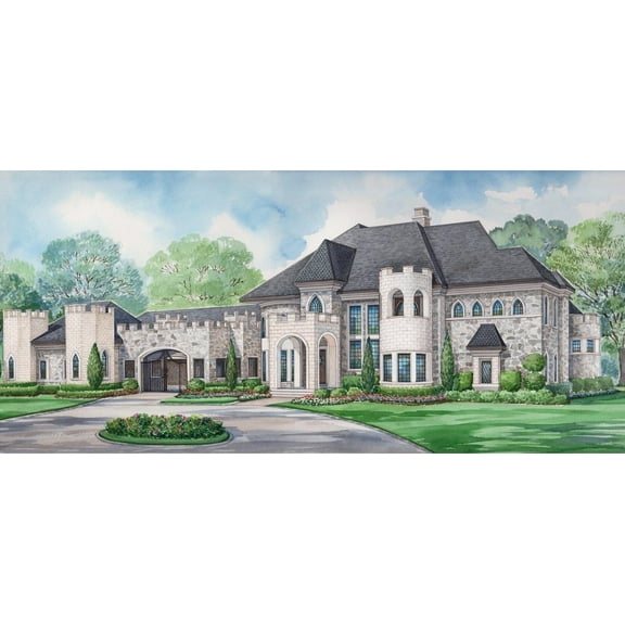 015-1284: Luxury Castle 4 Bed, 6 Bath Luxury Home Plan, 6894 Sq Ft: Full Blueprints with License to Build by Home Plan Marketplace - Lesuto