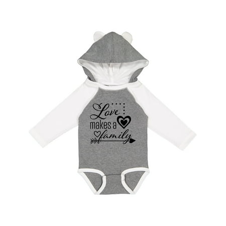 

Inktastic Love Makes a Family- hearts and arrow Gift Baby Boy or Baby Girl Long Sleeve Bodysuit