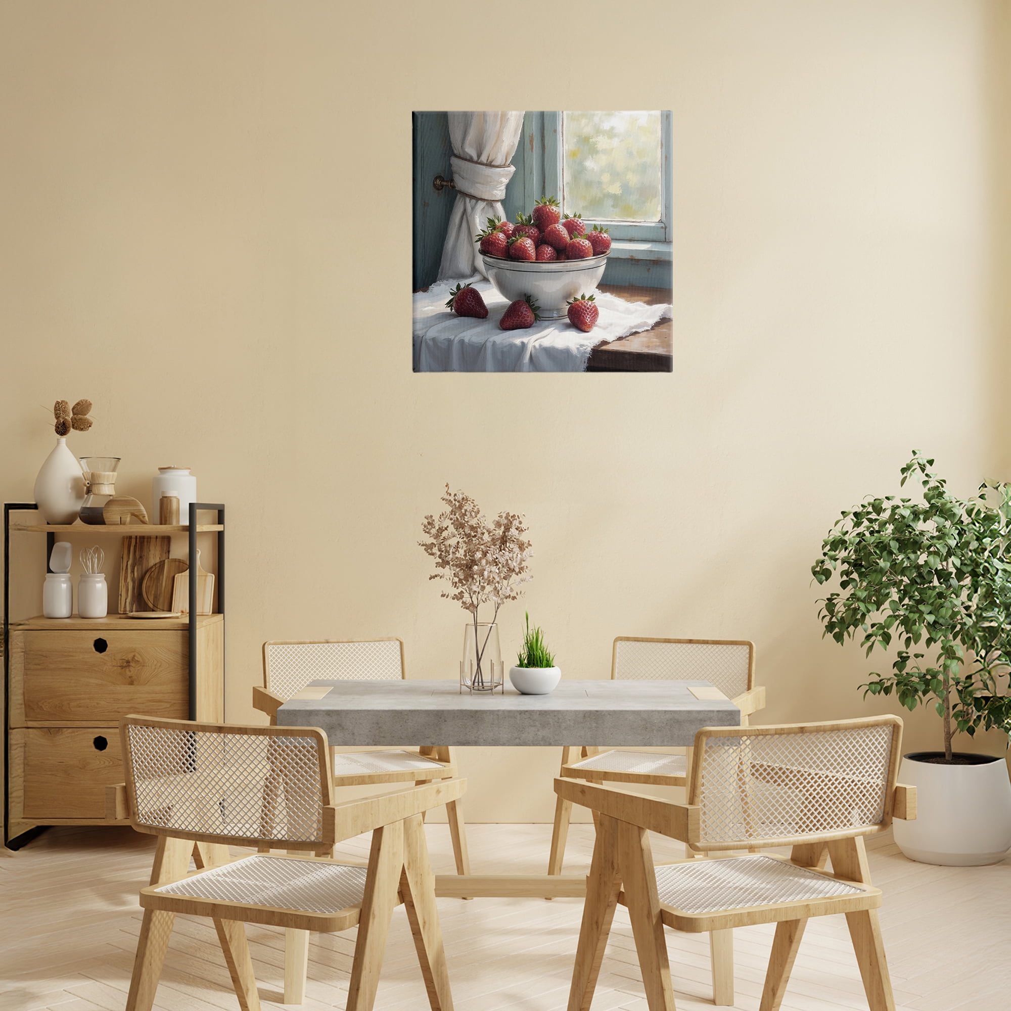 Strawberry Harvest in Window Canvas Wall Art, design by Lettered and Lined