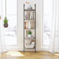 thumbnail image 6 of Ladder Shelf 5-Tier Wood Wall Mounted Bookshelf with Metal Frame Vintage Open Display Organizer Rack Leaning Storage Shelves for Living Room Bedroom Home Office Greige, 6 of 8