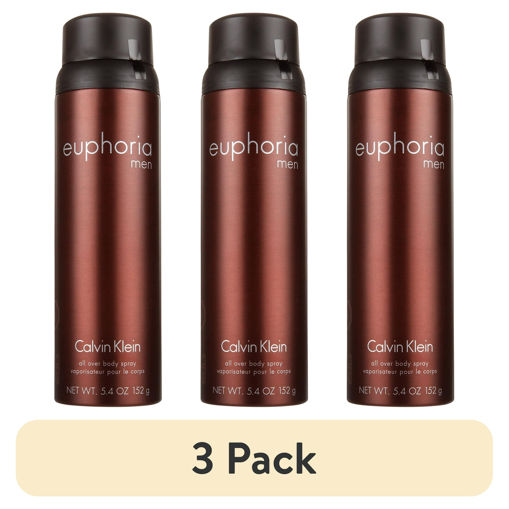 (3 pack) Euphoria Body Spray by Calvin Klein for Men 5.4 oz 1 Count Scent Amber