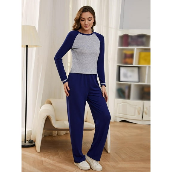 Ebukurty Pajamas Sets for Women 2 Piece Long Sleeve Womens Lounge Sets Sleepwear for Autumn and winter