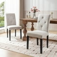 thumbnail image 3 of VECELO Dining Chairs Set of 2, Modern Upholstered Fabric Dining Room Chair with Metal Legs, Mid-Century Accent Dinner Chair for Home Kitchen Living Room, Beige, 3 of 8