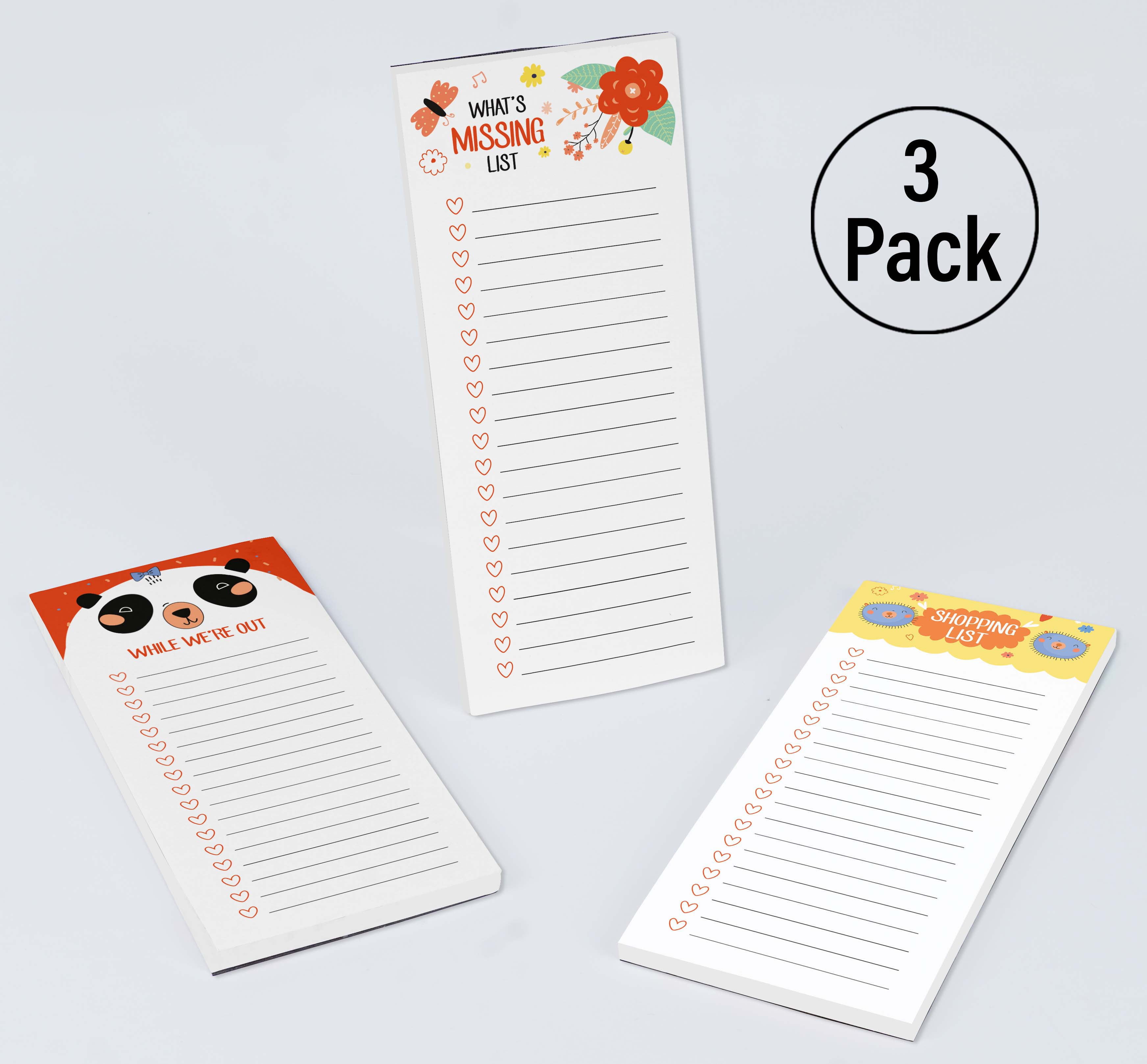 Inkdotpot Pack of 3 Magnetic Fridge To-Do List Notepads- Magnetic Memo Pads For Refrigerator-(50 Sheets Each)-9A