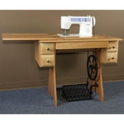 Eicher's Furniture 1195335 Non Electric Treadle Sewing Machine and Oak Cabinet