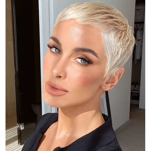 Short Blonde Wigs with Bangs Short Pixie Cut Wigs for Women Synthetic Hair