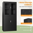thumbnail image 3 of STANI Heavy Duty Metal Cabinet with Lock, Tall Office Storage Cabinet with Glass Door, Lockable Black Steel Cabinet with 2 Adjustable Shelves for Home, Clinic, Pantry, Basement, 3 of 9