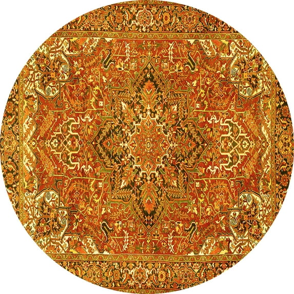 Ahgly Company Indoor Round Persian Yellow Traditional Area Rugs, 3' Round