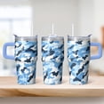 thumbnail image 2 of Stainless Steel 20oz Geometric Textured Coffee Tumbler, Double Wall Insulated Travel Mug with Handle Leak Proof Lid, 2 of 5