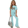 thumbnail image 6 of Fnooota Girls Summer Outfit Sets, Short Sleeve Casual Fashion Kids' Clothing Sets Girls' 2 Piece Sets Mint Green Size 14, 6 of 6