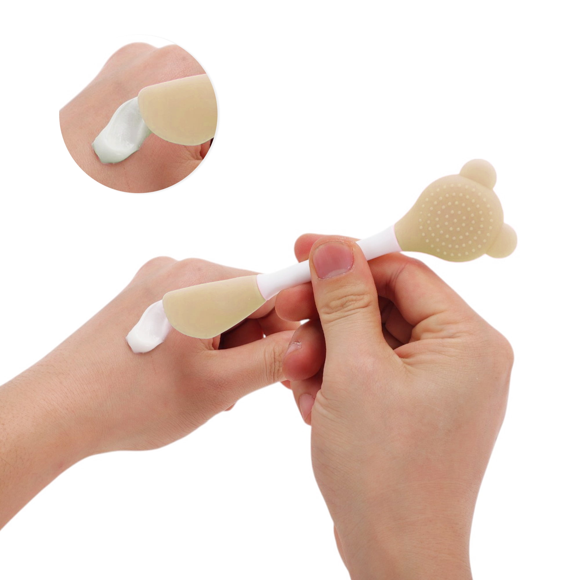 Unique Bargains Smooth Knife-shaped Facial Mask Brush 2 Pcs Light Brown